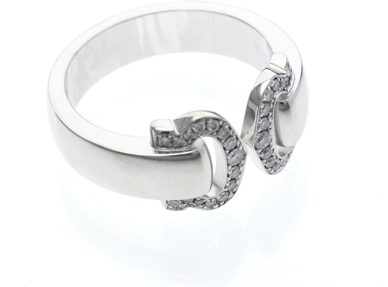 Cartier Vintage C de Cartier 18K White Gold with Diamonds Zilver