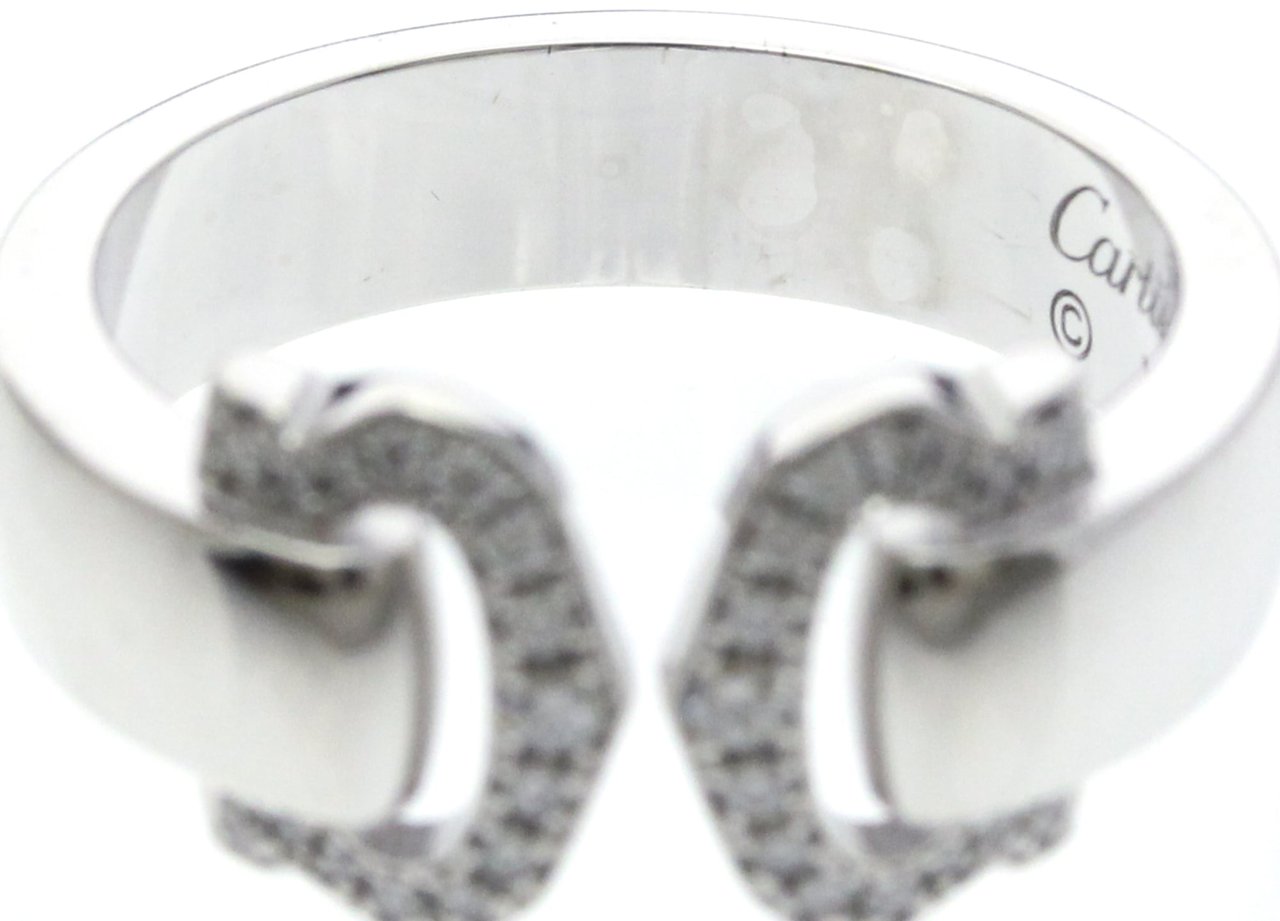 Cartier Vintage C de Cartier 18K White Gold with Diamonds Zilver