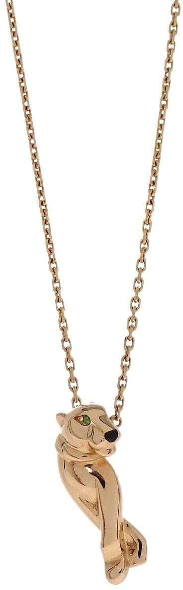Cartier Cartier Panthere de Cartier Pendant Necklace 18K Yellow Gold with Tsavorite and Onyx Goud