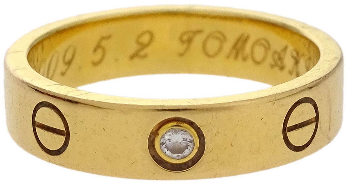 Cartier Cartier Love Wedding Band 1 Diamond Ring 18K Rose Gold with Diamond Goud