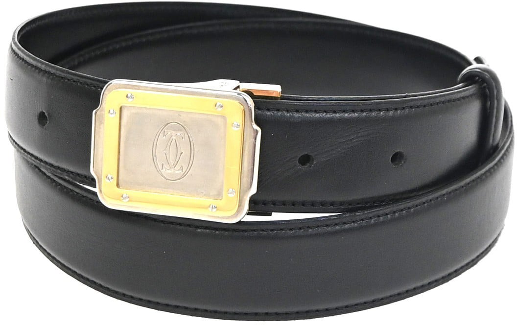 Cartier Santos Plaque Reversible Belt Leather Medium Zwart