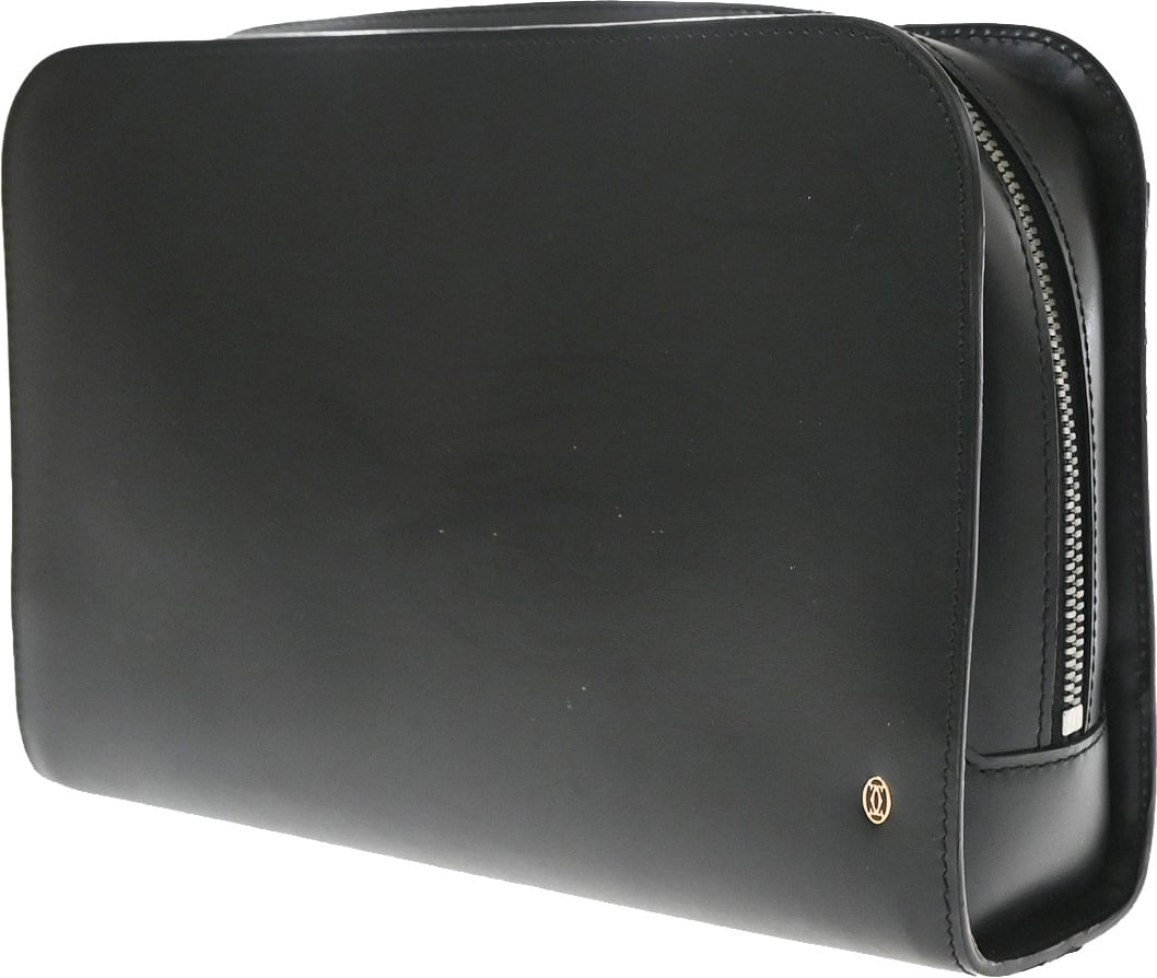 Cartier Pouch with a handle Box Calf Zwart