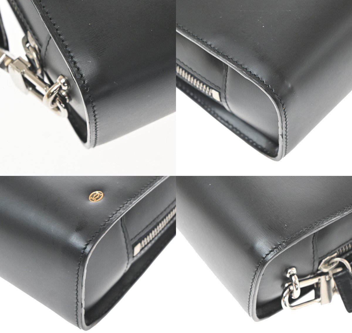 Cartier Pouch with a handle Box Calf Zwart