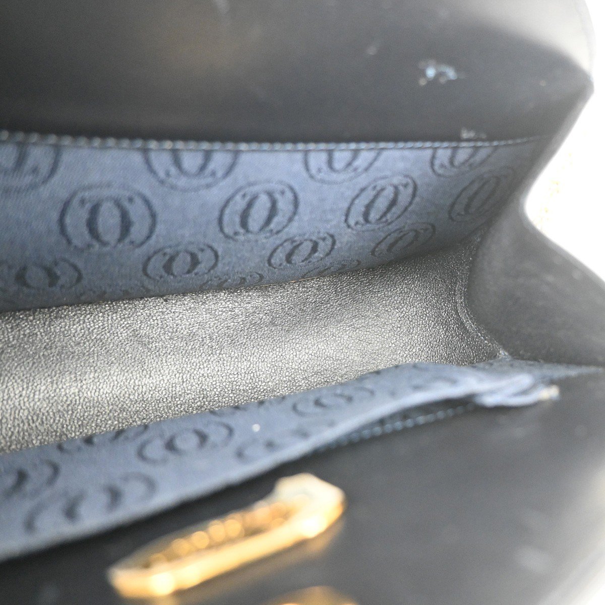 cartier Vintage Shoulder Bag Leather Navy