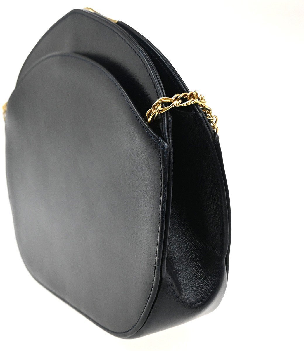 cartier Vintage Shoulder Bag Leather Navy