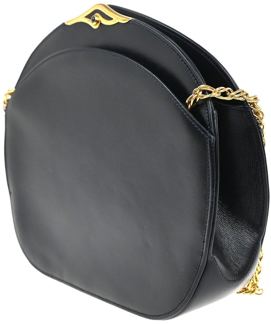 cartier Vintage Shoulder Bag Leather Navy