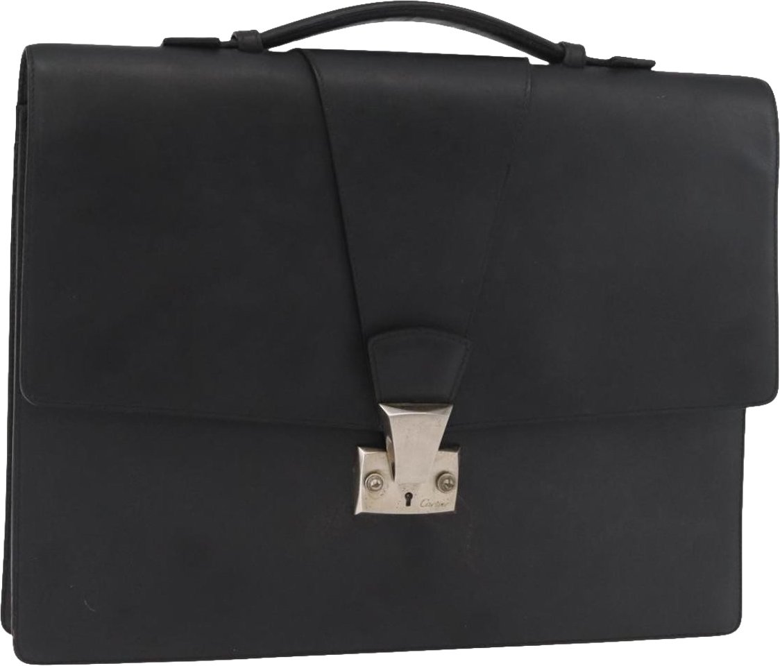 cartier Vintage Briefcase Leather Zwart
