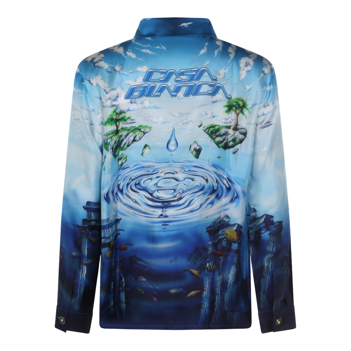 Casablanca Surreal Aquatic Print Long-Sleeve Shirt Blauw