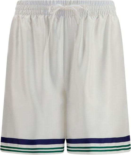 Casablanca White Silk Bermuda Shorts Wit