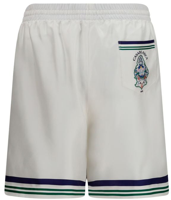 Casablanca White Silk Bermuda Shorts Wit