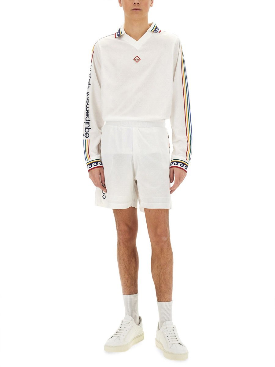 Casablanca "JACQUARD MONOGRAM" FOOTBALL SHORTS Wit