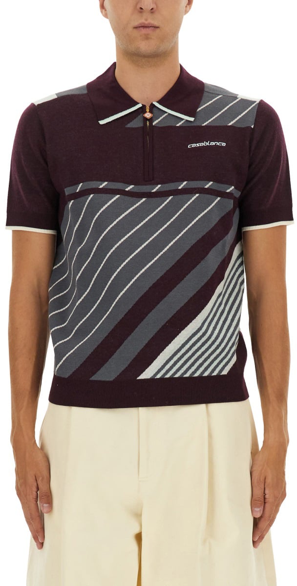 Casablanca "DIAGONAL" TENNIS POLO SHIRT Paars