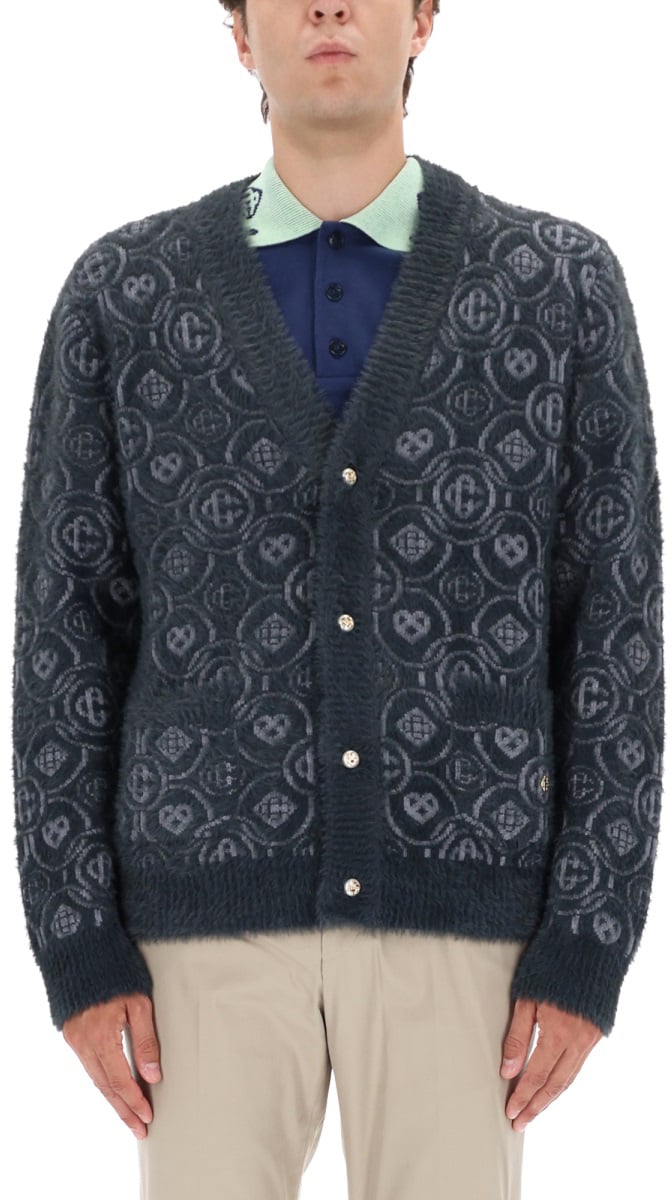 Casablanca MONOGRAM "FLUFFY" CARDIGAN Grijs