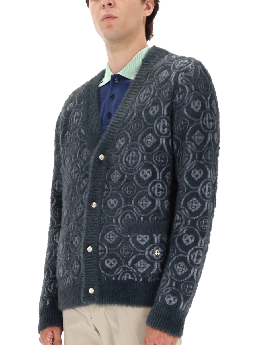 Casablanca MONOGRAM "FLUFFY" CARDIGAN Grijs