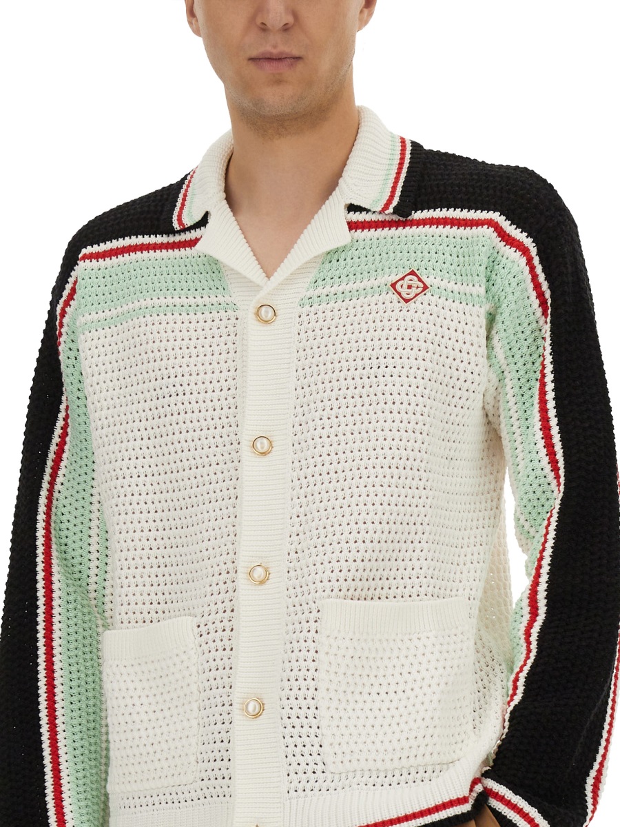 Casablanca COTTON KNIT TENNIS SHIRT Zwart