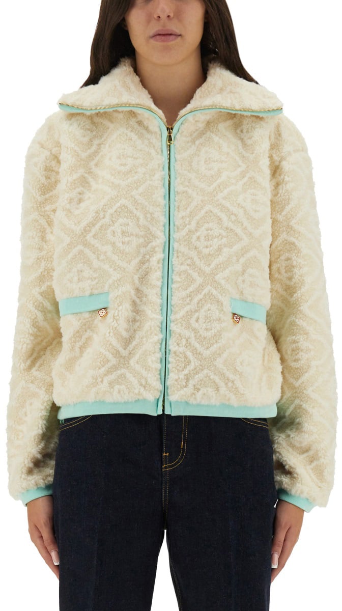 Casablanca MONOGRAMMED FLEECE JACKET Wit