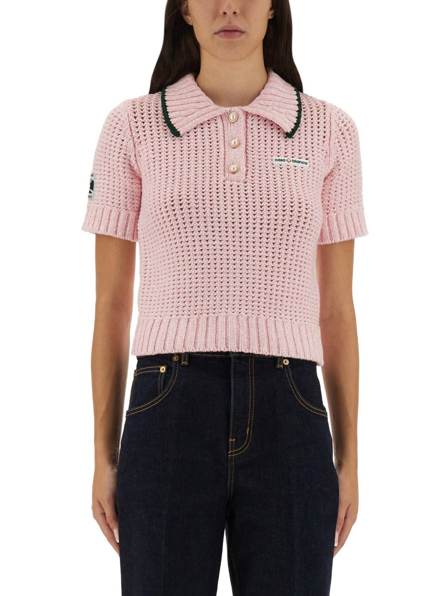 Casablanca COTTON MOULINÉ POLO SHIRT Roze