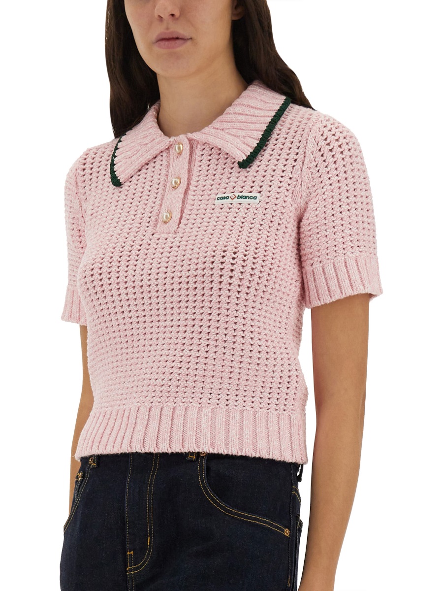 Casablanca COTTON MOULINÉ POLO SHIRT Roze