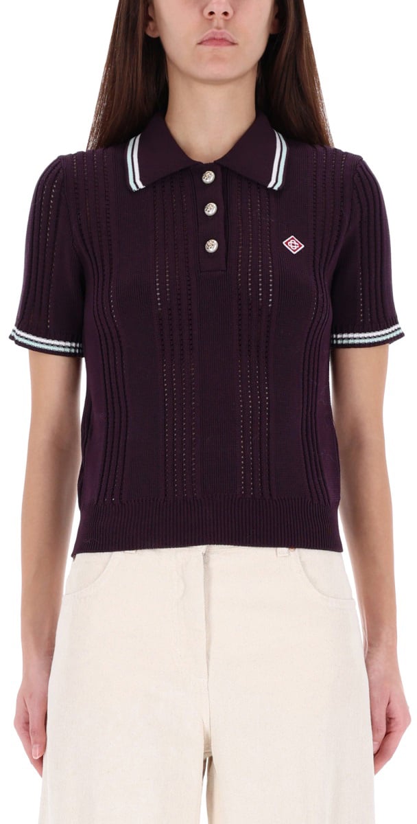 Casablanca COTTON KNIT POLO SHIRT Paars