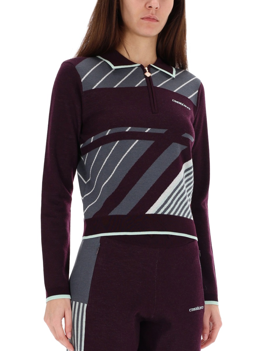 Casablanca "DIAGONAL" TENNIS POLO SHIRT Paars