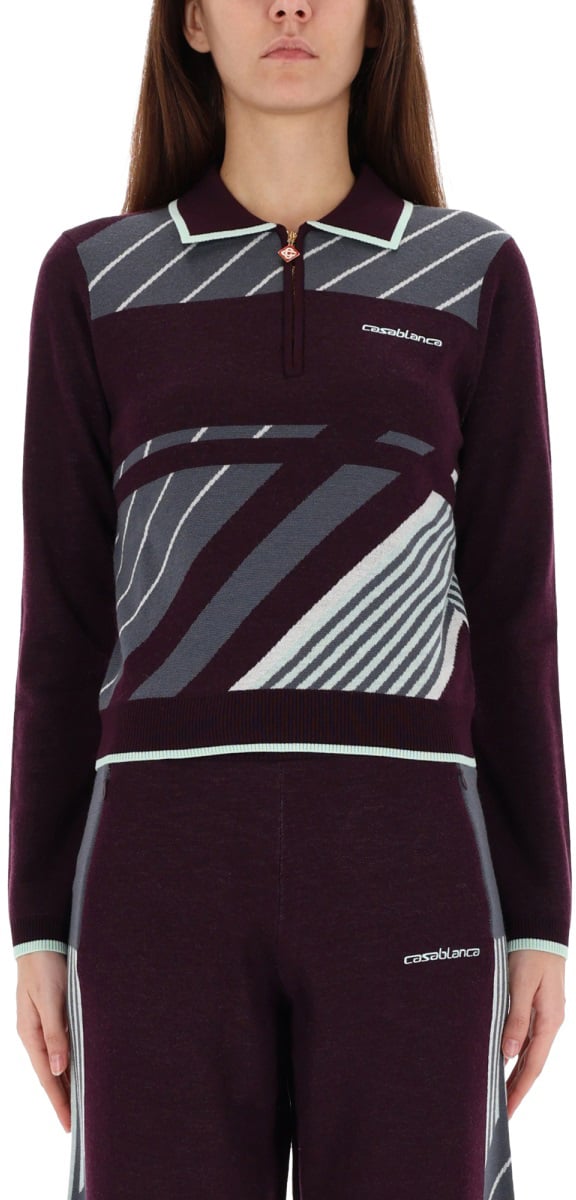 Casablanca "DIAGONAL" TENNIS POLO SHIRT Paars