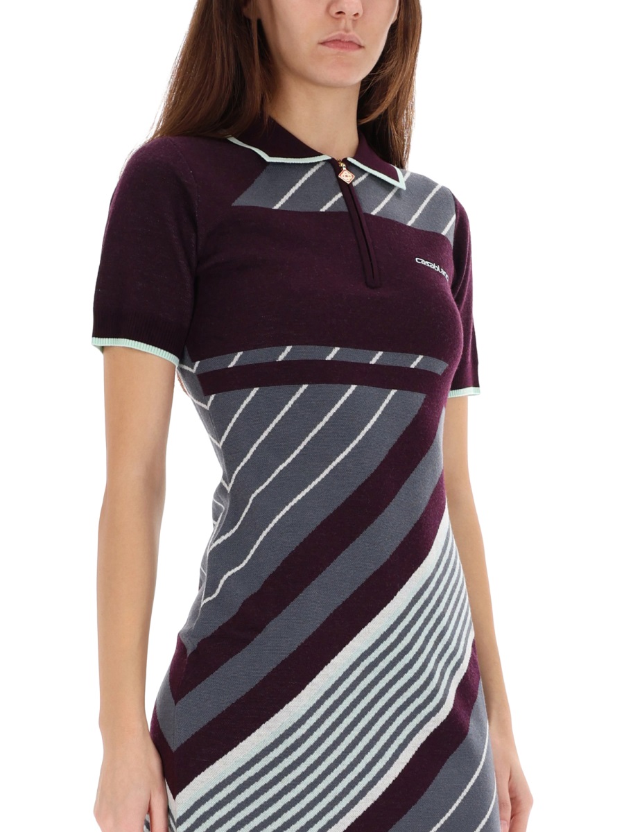 Casablanca "DIAGONAL" TENNIS POLO DRESS Paars