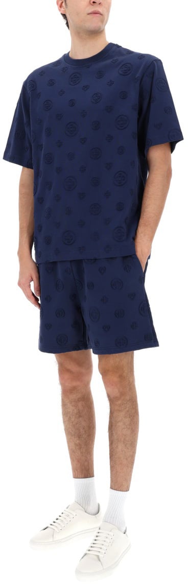 Casablanca T-SHIRT WITH MONOGRAM DETAILS Blauw