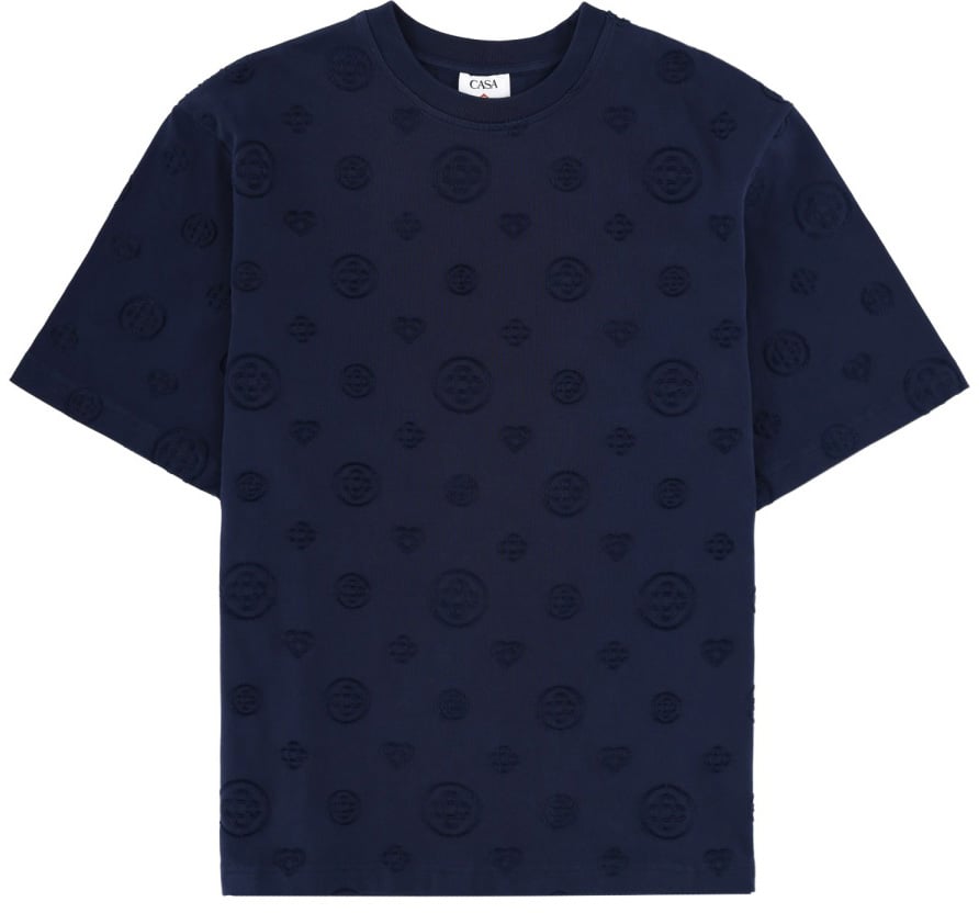 Casablanca T-SHIRT WITH MONOGRAM DETAILS Blauw