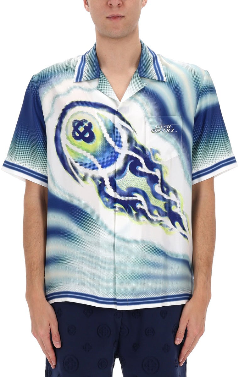 Casablanca "FLAMING TENNIS BALL" SHIRT Blauw