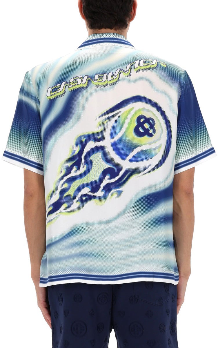 Casablanca "FLAMING TENNIS BALL" SHIRT Blauw