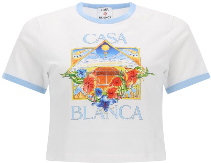 Casablanca "TENNIS LANDSCAPE RINGER" T-SHIRT Wit