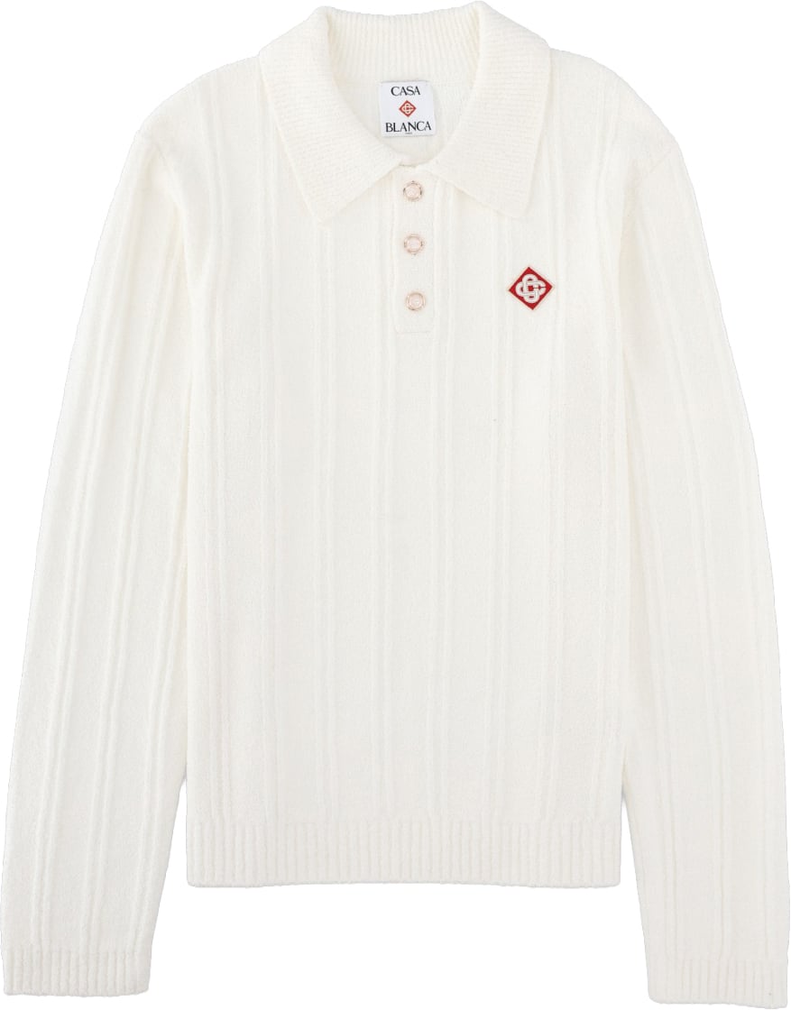 Casablanca POLO A MANICA LUNGA IN BOUCLÉ Wit