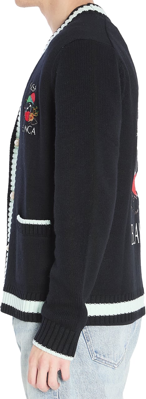 Casablanca Cardigan with Stacked Casa Mountain Temple design Zwart