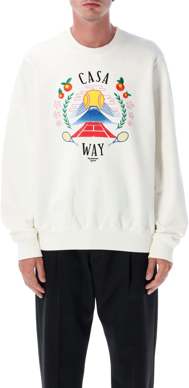 Casablanca Casa Way Mountain Embroidered Sweatshirt Beige Wit