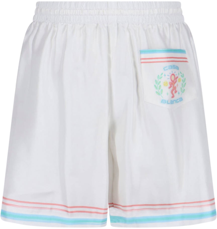 Casablanca White Dance Joy Silk Shorts Wit