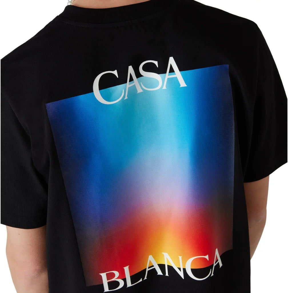 Casablanca T-shirt Gradient Stacked Logo Zwart