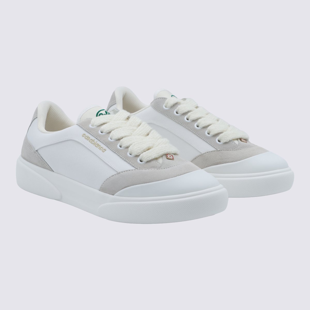 Casablanca Low-Top Sneakers with Suede Overlays and Gold Branding Wit