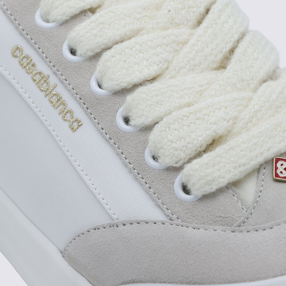 Casablanca Low-Top Sneakers with Suede Overlays and Gold Branding Wit