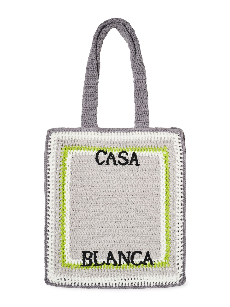 Casablanca Rectangular Crochet Bag with Striped Pattern and Embroidery Grijs