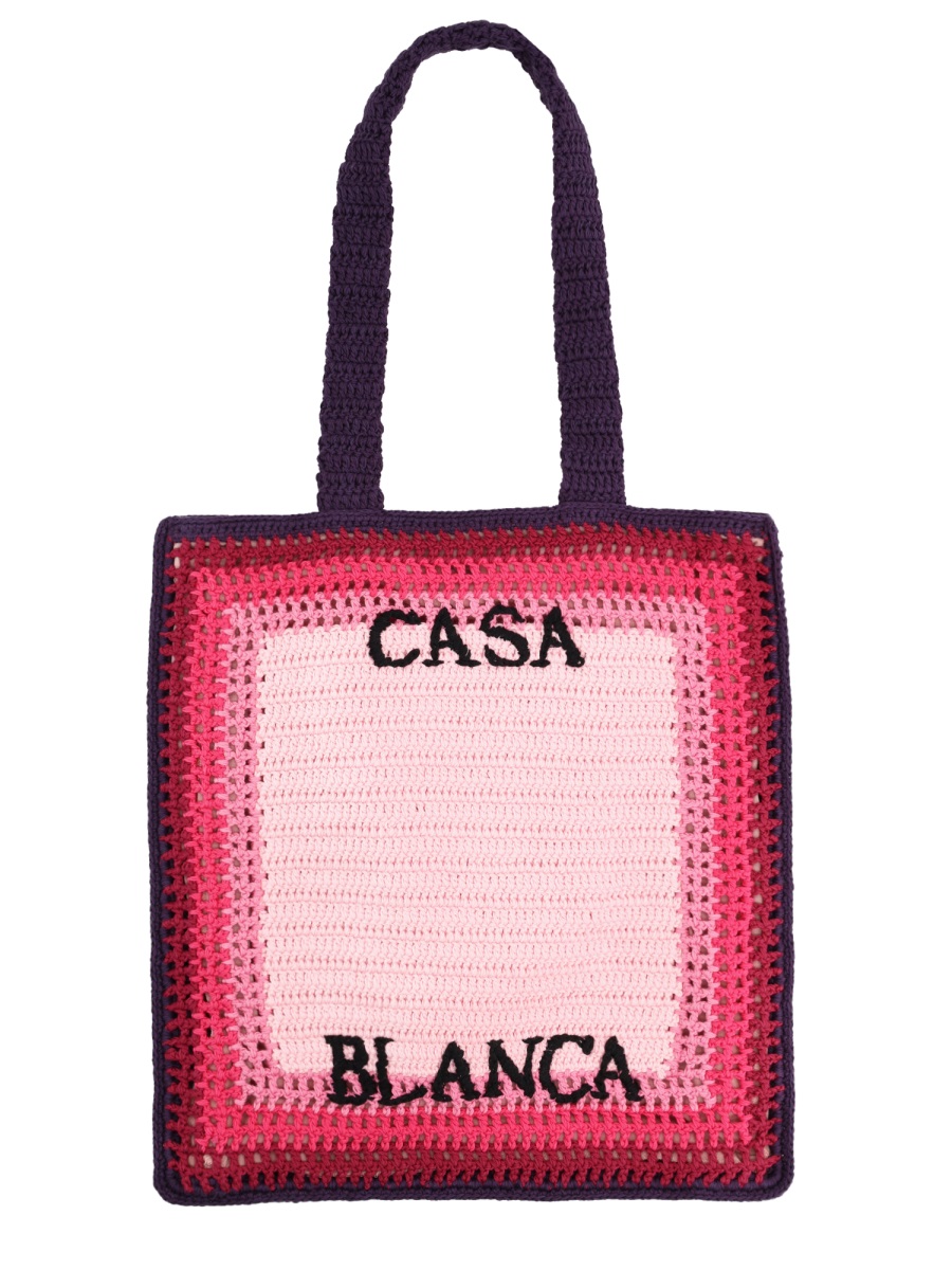 Casablanca Crochet Gradient Pink Tote Bag Neutraal