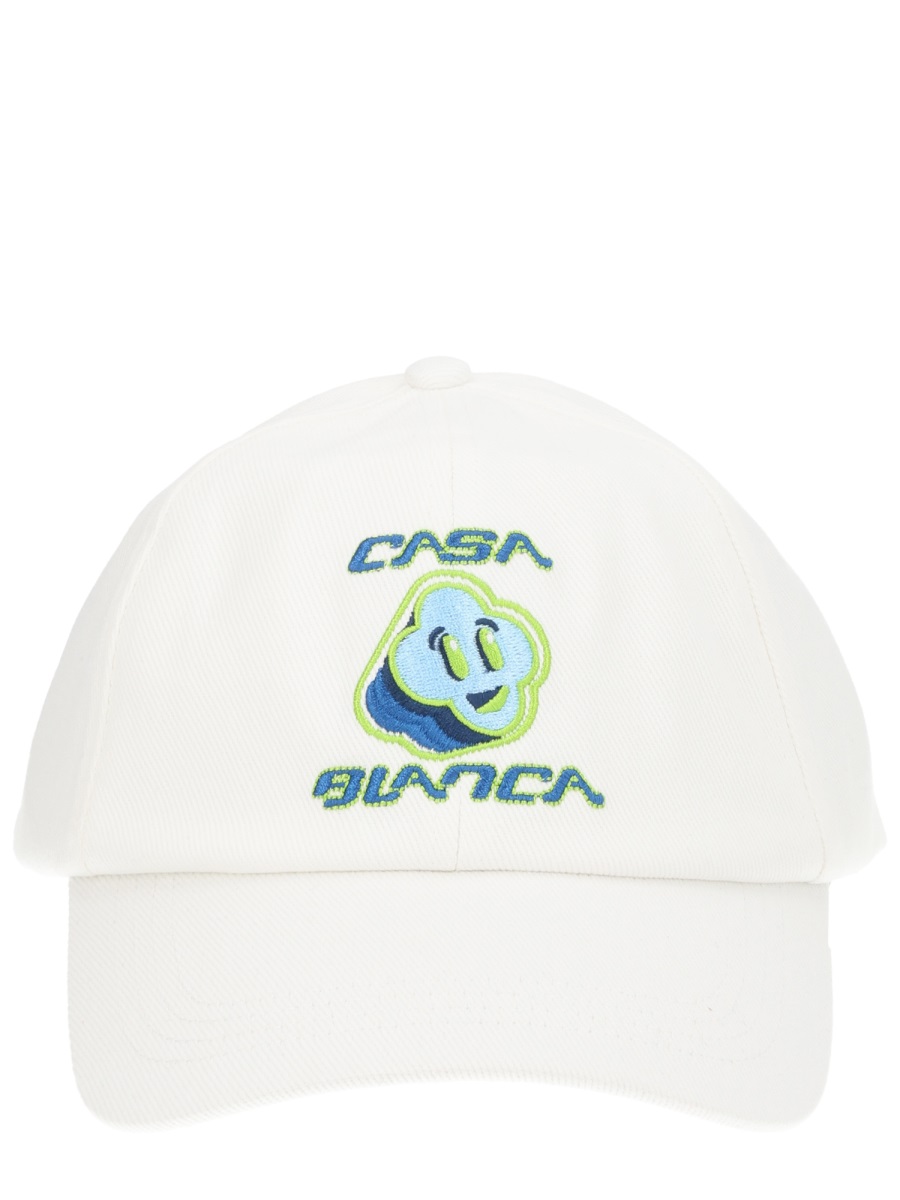 Casablanca Structured Cotton Embroidered Logo Hat Wit