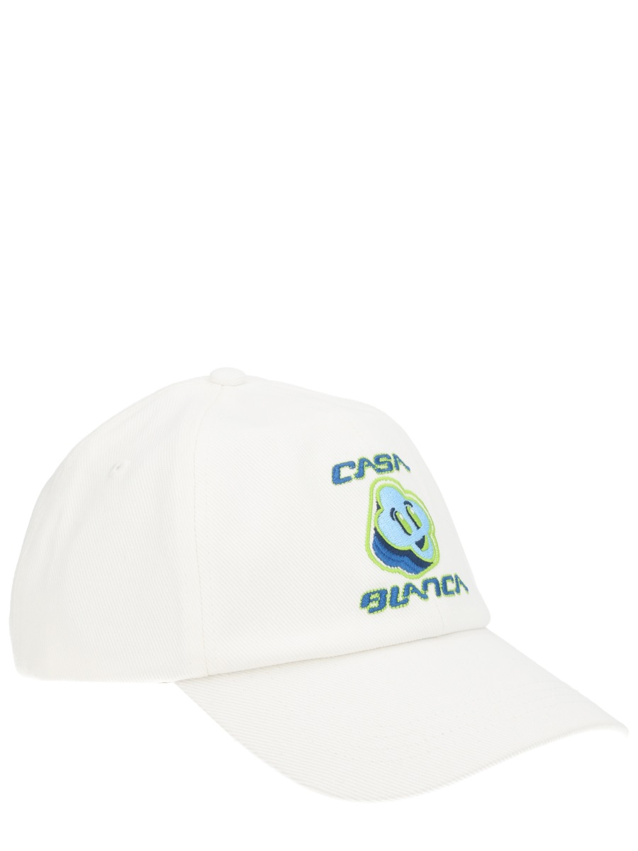 Casablanca Structured Cotton Embroidered Logo Hat Wit