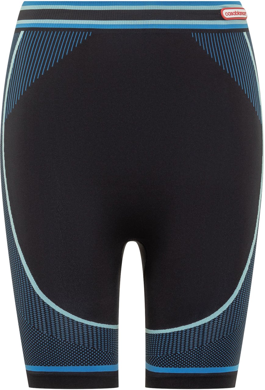 Casablanca Casablanca Biker Shorts con Dettagli Azzurri Zwart