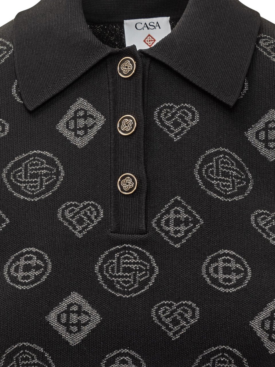 Casablanca Casablanca Polo in Maglia con Motivo Monogram Zwart