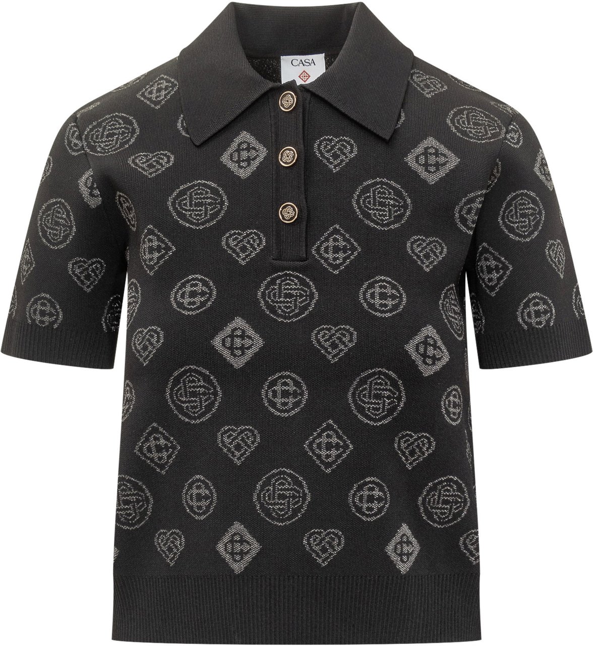 Casablanca Casablanca Polo in Maglia con Motivo Monogram Zwart