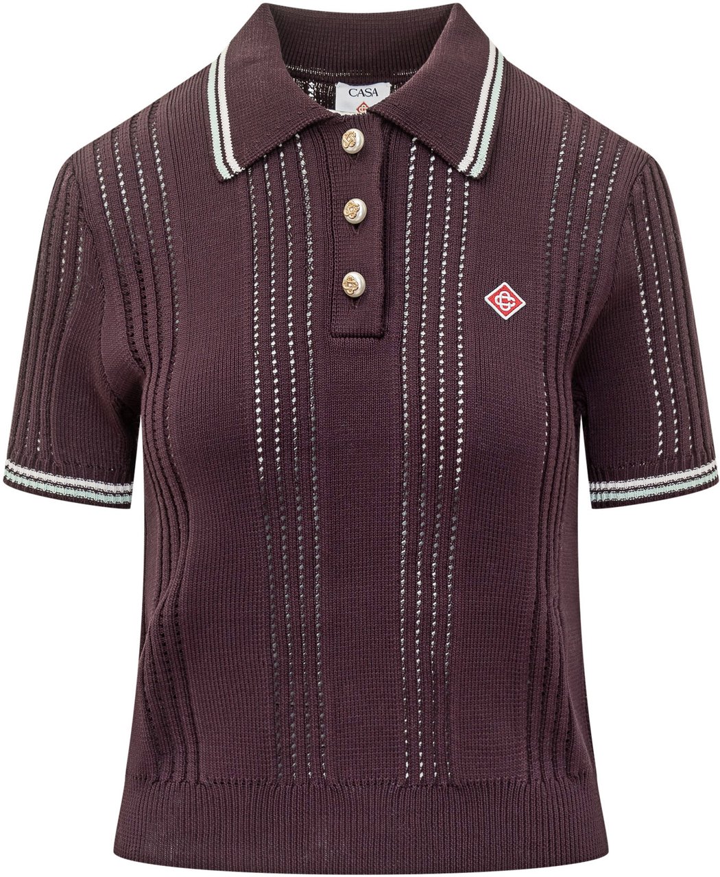 Casablanca Casablanca Polo in Maglia con Dettagli a Righe Bruin