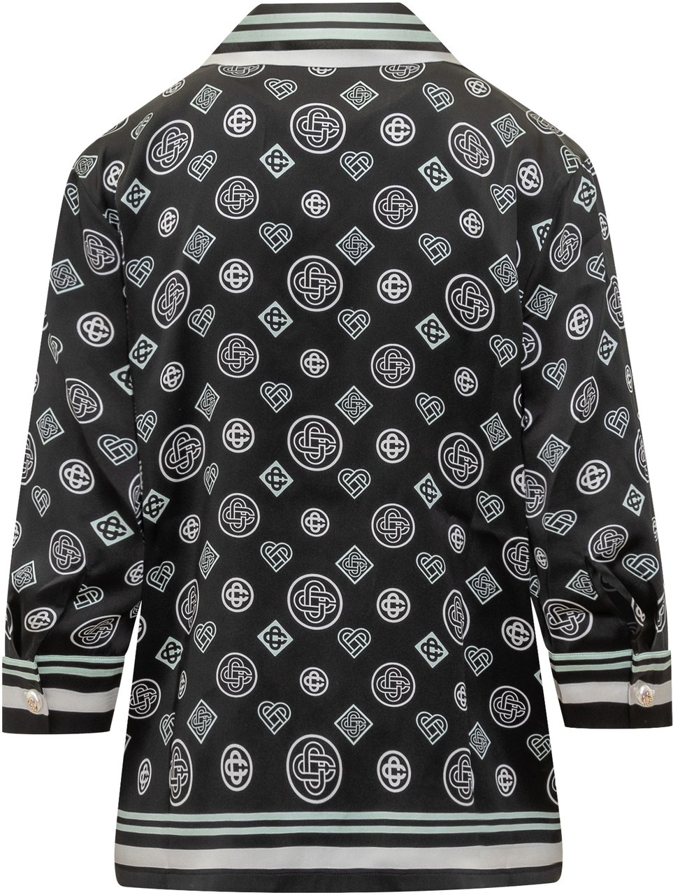 Casablanca Casablanca Camicia Pigiama in Seta Nera con Logo Zwart