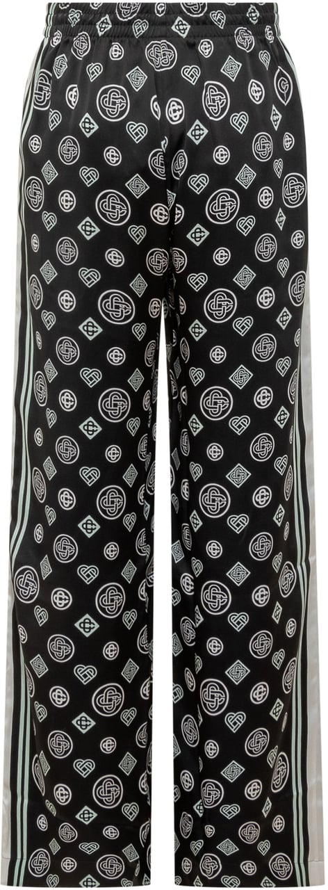 Casablanca Pantaloni Casablanca in Seta con Stampa Monogram Zwart
