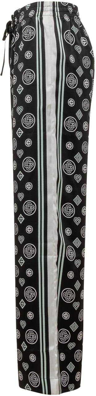 Casablanca Pantaloni Casablanca in Seta con Stampa Monogram Zwart