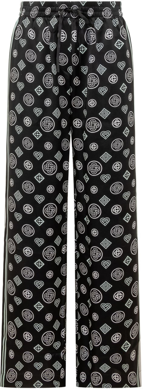Casablanca Pantaloni Casablanca in Seta con Stampa Monogram Zwart